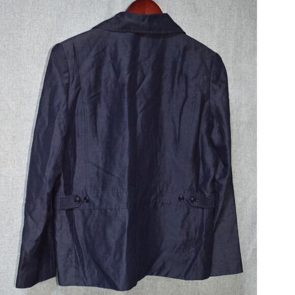 Classiques Entier Navy Linen-Blend Zip Jacket Size M - Picture 4 of 4